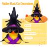 CoFuBcad Halloween Rubber Duck Car Ornament, Rubber Duck Car Dashboard Spider Halloween Accessories Decor with Mini Witch Hat Necklace Sunglasses Cloak view 2