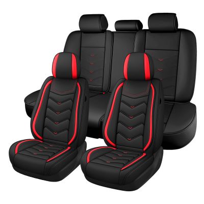 ZWCS Car Seat Cover for Subaru WRX STI 2015-2021, Seat Covers Full Set,Non-Slip Waterproof seat Cover,Wear-Resistant Nappa Leather car seat Covers. (Standard 5 Seats/Black Red)