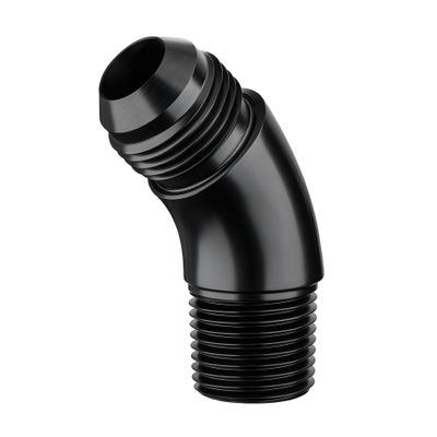 EVIL ENERGY 12AN to 3/4" NPT Male 45 Degree One Piece Full Flow Fitting Adapter Aluminum Black