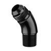 EVIL ENERGY 12AN to 3/4" NPT Male 45 Degree One Piece Full Flow Fitting Adapter Aluminum Black view 1