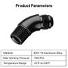 EVIL ENERGY 12AN to 3/4" NPT Male 45 Degree One Piece Full Flow Fitting Adapter Aluminum Black view 3