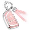 Coverforkey for Cadillac Key Fob Cover with Fashion Braided Keychain,Enchanting Diamond Patterns Soft Case for Escalade ATS XT4/5/6 XTS CT5/6 ESV (Pink, B) view 1