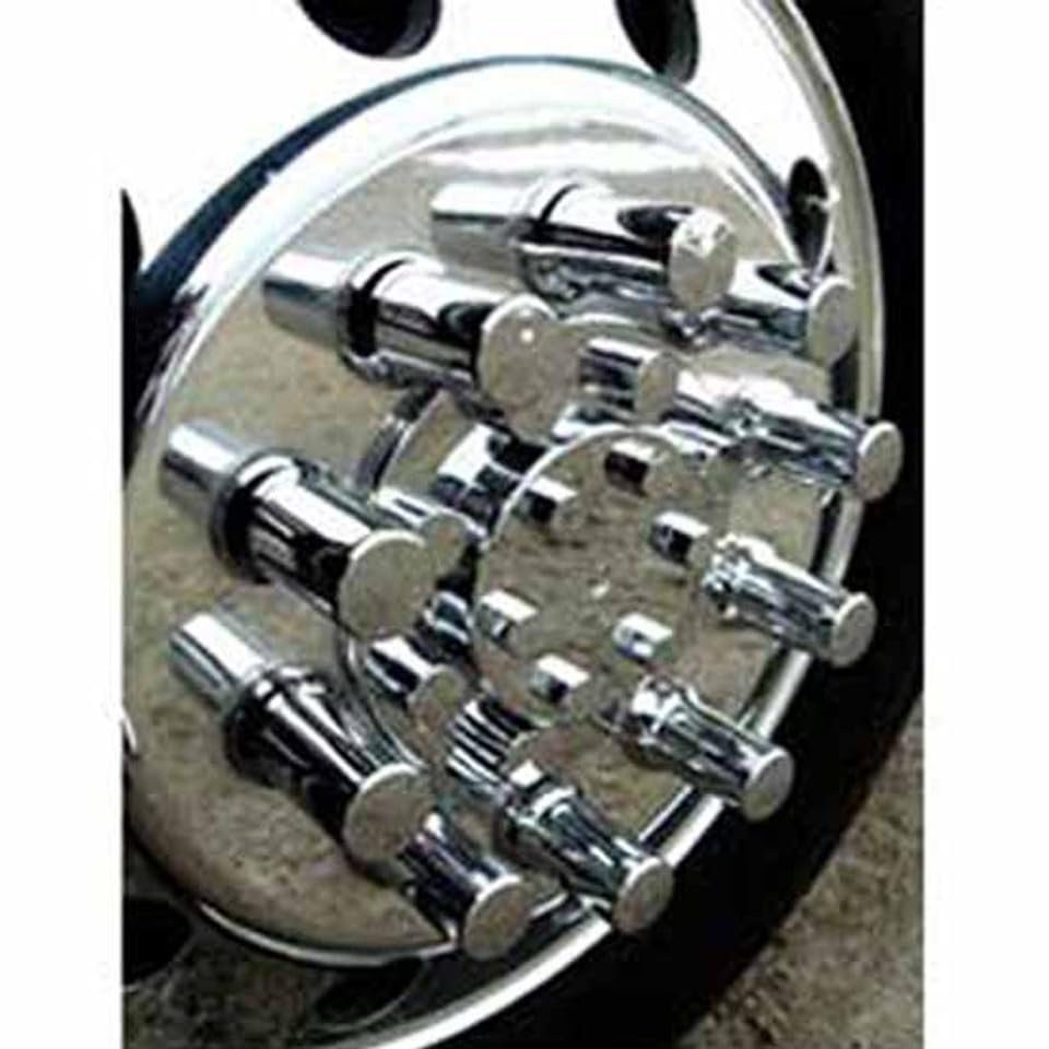 Chrome Front Hub Cover with Top Hat Style Nut Covers