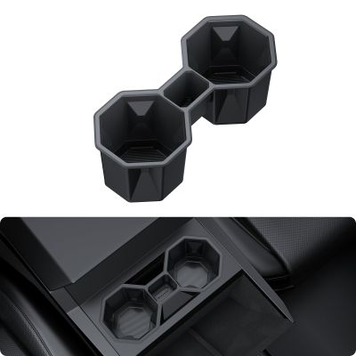 BASENOR 2024 2025 2026 Tesla Cybertruck Center Console Cup Holder Insert [Carbon Edition] Silicone Non-Slip Car Drink Holder Cybertruck Interior Accessories