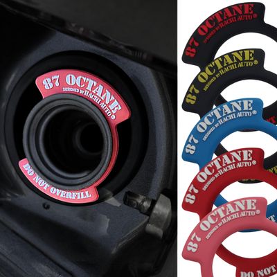 Hachi Auto 87 Octane Gas Gasoline Grade Do Not Overfill Fuel Filler Neck Indicator Indicate Reminder Ring (Black with Red Letter)