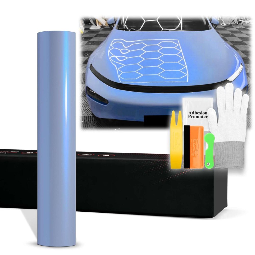 60"x720" (5FTx60FT) PET Space Candy Gloss Baby Blue Chameleon Metallic Color Shift Color Change Vinyl Wrap Auto Car Sticker Decal Film Sheet Bubble Free Air Release Technology with Tool Kit