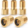 MEAJOO 5PCS Brass Presta Valve Adapter, Convert Presta to Schrader Adaptor, Inflate Tire Using Standard Pump or Air Compressor for Bikes(Reticulated Grain Style) view 1