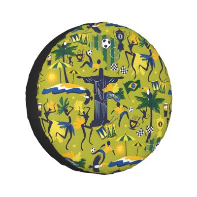 Brazilian Flag Toco Toucan Style Tire Cover Windproof and Spare Truck SUV Wheel Protection Cover 15in