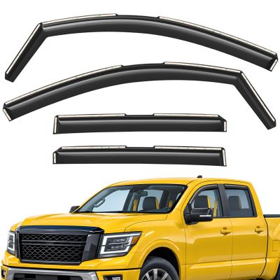 Extra Durable Window Deflectors in-Channel Window Visors Rain Guards Fit for Nissan Titan 2017-2024 Crew Cab, Sun Visors, Wind Vent for Shades, Exterior Car Accessories - 4pcs. AG0746