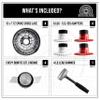 British Wire Wheel 13x7 Reverse 72 Spoke Cross Lace Wire Wheels w/ 2 Ear Chevy Bowtie Cut Knock Off Spinner Caps + Adapters 6x5.5, 6x135 | Chrome Deep Dish Lowrider Rims | Set of 4 + Lead Hammer view 2