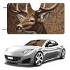 Deer on Brown Background Windshield Sunshade Car Foldable Sunlight Reflector Auto Front Window Sun Shade Visor Shield Shade,Keeps Vehicle Cool (51"x28") view 1