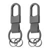 HARFINGTON 2pcs Car Keychain Clip 3.1" x 1.2" Leather Key Ring Key Holder Organizer with 2pcs Detachable Key Rings for Men Women, Grey view 1