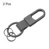 HARFINGTON 2pcs Car Keychain Clip 3.1" x 1.2" Leather Key Ring Key Holder Organizer with 2pcs Detachable Key Rings for Men Women, Grey view 3