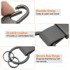 HARFINGTON 2pcs Car Keychain Clip 3.1" x 1.2" Leather Key Ring Key Holder Organizer with 2pcs Detachable Key Rings for Men Women, Grey view 4