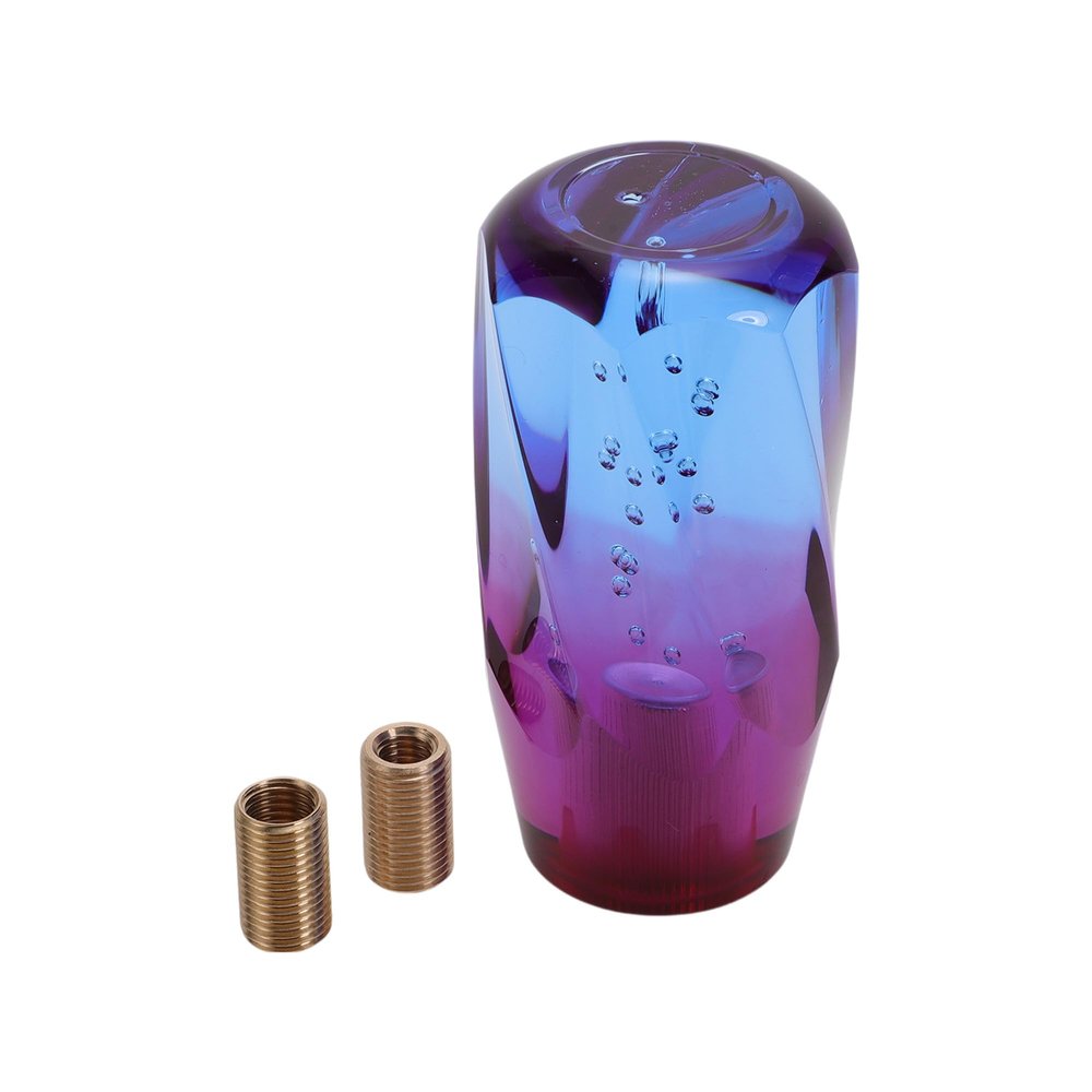INFINAUTO Car Gear Shift Knob, 10cm Universal for Automatic and Manual Vehicle Gear Shifter Knob with 2 Adapter Acrylic Blue Purple, 1 Set
