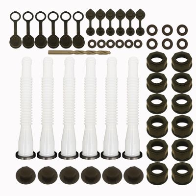 Gas Can Spout Replacement Set, Gas Can Nozzle Old Style Easy to Install, Flexible Pour Nozzle Suitable for Most 1/2/5/10 Gallon Oil Cans (6 Kit-White)