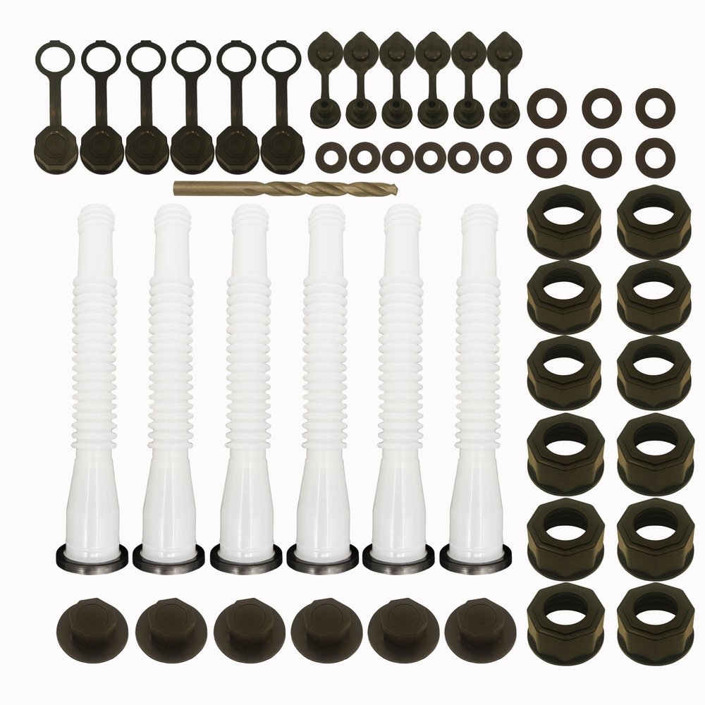 Gas Can Spout Replacement Set, Gas Can Nozzle Old Style Easy to Install, Flexible Pour Nozzle Suitable for Most 1/2/5/10 Gallon Oil Cans (6 Kit-White)