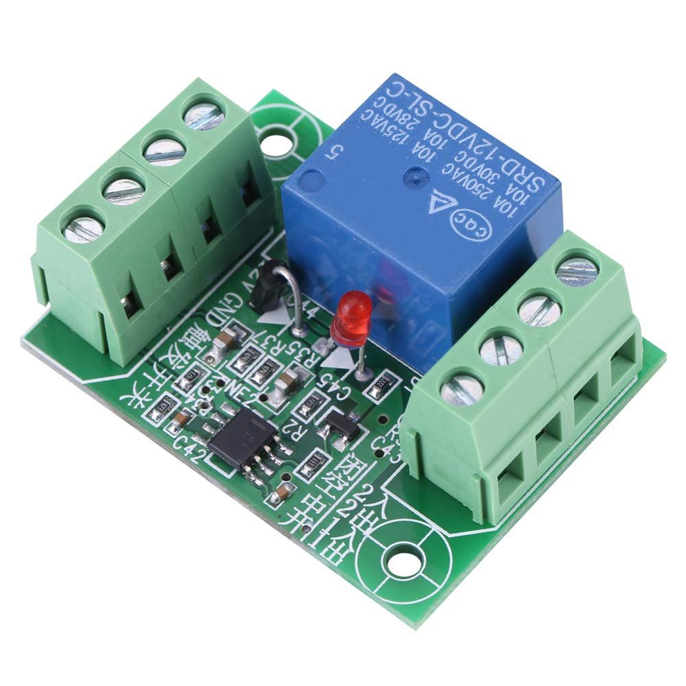 DC12V Relay, Single Channel Bistable Circuit Trigger Switch Relay Control Module with Screw Terminals, Easy Wiring and Usage for 12V DC Power Supply, Not for Cars
