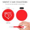 KVAEY 2 PCS Car Cup Holder Coasters, 2.76 Inch Anti Slip Vehicle Drink Mats with Cute Blessed Cross and Heart, Shockproof, Universal Car Accessories (Red, 2 PCS) view 2