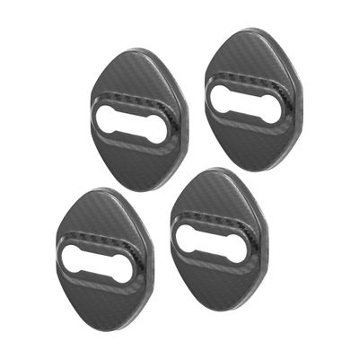 VekAuto 4pcs Car Door Lock Latches Cover Protector for Toyota Highlander Carola Camry RAV4 Reiz with Adhesive Backing Stainless Steel Door Lock Cover Carbon Fiber Pattern Auto Accessories