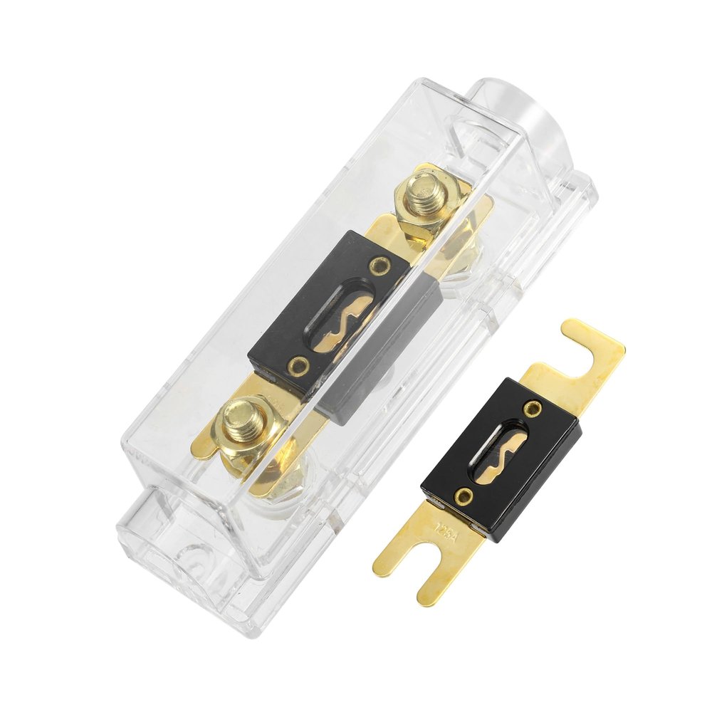 REPAIROCK 1 Set Car Audio 0 4 8 Gauge Inline ANL Fuse Holder Clear Transparent Fuse Block with 2pcs 225A Fuse Auto Replacement Parts