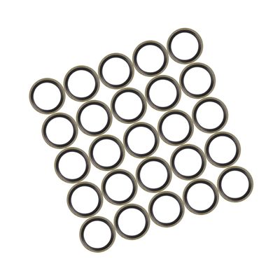 Partuto 25pcs 18mm ID. 24.5mm OD.Bronze Tone Car Engine Oil Drain Crush Flat Bonded Washer Gaskets Replacement