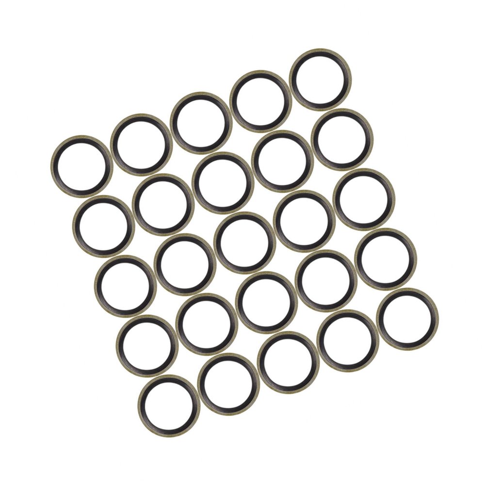 Partuto 25pcs 18mm ID. 24.5mm OD.Bronze Tone Car Engine Oil Drain Crush Flat Bonded Washer Gaskets Replacement
