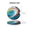 Car Coasters 2 Pack Colorful Wave Painting Car Cup Holder Coasters Ceramic Car Coasters Absorbent Insert Cup Pads Rubber Car Cup Mat Non-Slip Drink Coasters Universal Car Accessories for Most Vehicle view 2