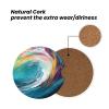 Car Coasters 2 Pack Colorful Wave Painting Car Cup Holder Coasters Ceramic Car Coasters Absorbent Insert Cup Pads Rubber Car Cup Mat Non-Slip Drink Coasters Universal Car Accessories for Most Vehicle view 3