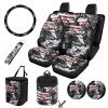 Fipuivrn Wolf American Flag Pattern Auto Accessories Set of 10, Front and Rear Seat Covers Full Set, Steering Wheel Cover, Air Vent Storage Bag, Keychain, Car Trash Can, Cup Holders Car Interior Decor view 1
