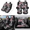 Fipuivrn Wolf American Flag Pattern Auto Accessories Set of 10, Front and Rear Seat Covers Full Set, Steering Wheel Cover, Air Vent Storage Bag, Keychain, Car Trash Can, Cup Holders Car Interior Decor view 2