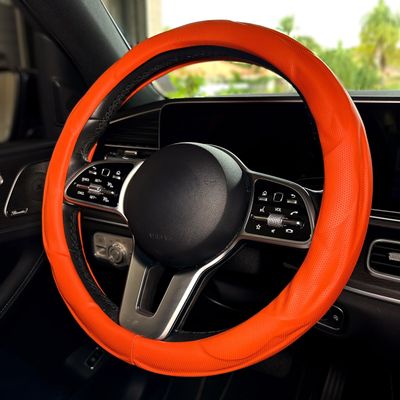 Lord AutoFashion LA Microfiber Leather Steering Wheel Cover Universal 14.5-15 inch (Orange)