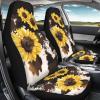 FOR U DESIGNS Non Slip Car Seat Pad Universal Car Seat Covers Front Seats Cow & Sunflower Print Car Seat Protector Cushion Breathable Washable view 3