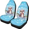 FOR U DESIGNS Universal Car Seat Covers Front Seats Only Blue Cute Car Seat Protector Cushion Sea Otter Print Non Slip Car Seat Pad 2 Pack Car Accessories view 1