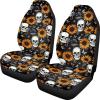 FOR U DESIGNS Goth Car Seat Covers Front Seat Car Seat Protector 2 Pack Universal Breathable Washable Skull & Sunflower Seat Covers for Cars SUVs Sedans Trucks view 1