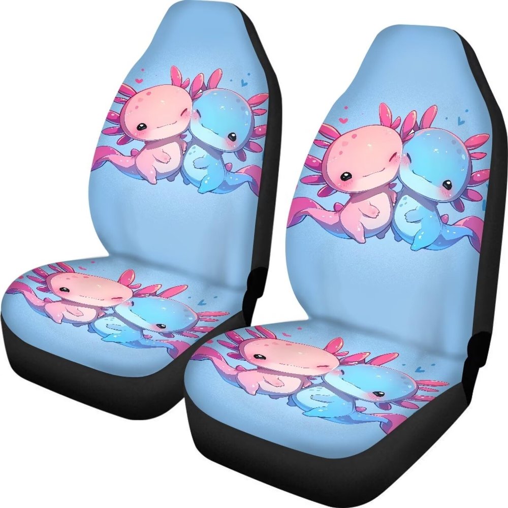 FOR U DESIGNS Car Accessories Seat Covers for Cars SUV Sedan Truck Car Seat Protector Cushion 2 Pack Pink & Blue Car Seat Pad Axolotl Print