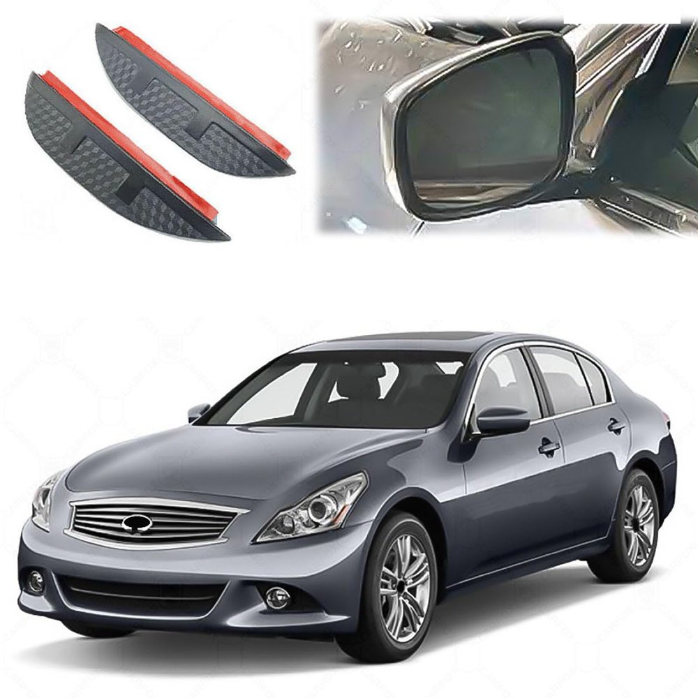 YPSQQHD 2 pcs Car Rearview Mirror Rain Shield Compatible with Infiniti Q40 2007-2015, Rain Eyebrow Cover With small round mirror Rear View Side Mirror Carbon Fiber Look