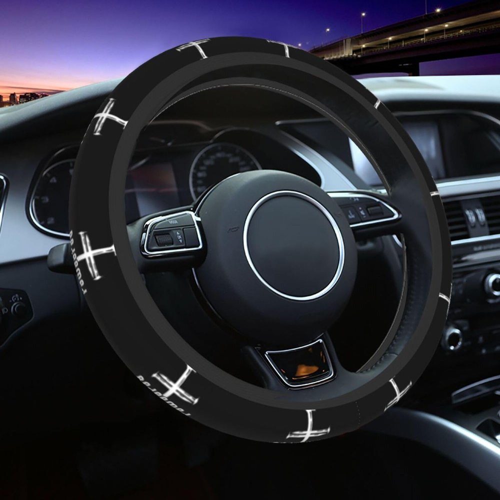 Jesus Christian Faith Cross Car Steering Wheel Covers,Soft Steering Wheel Protector for Women & Men,Universal 15 Inch Auto Car