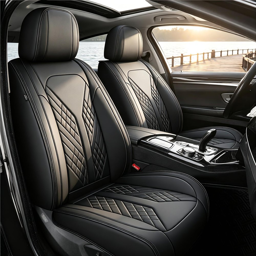 JIAMAOXIN Front Seat Covers for Cadillac SRX 2010-2016 Leather (Black)