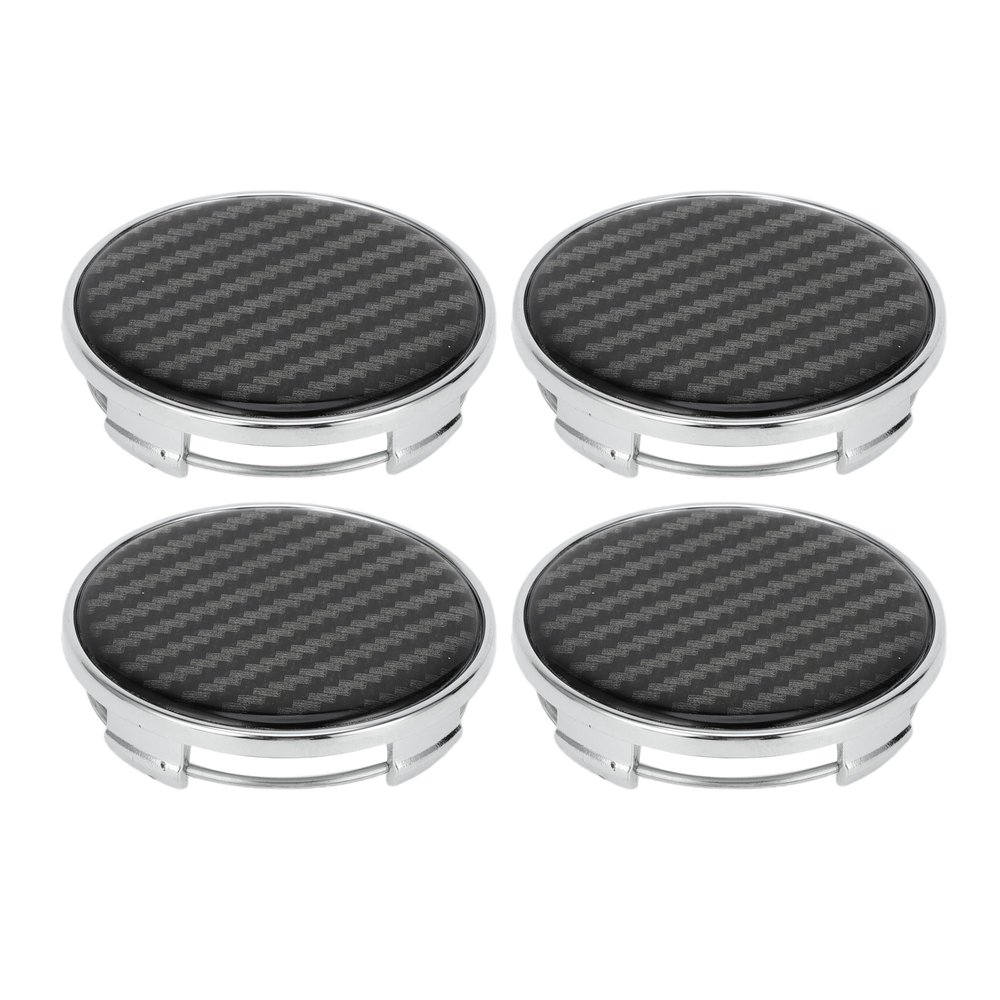 Hihaha Wheel Center Caps Hub Caps Rim Center Caps Plastic OD: 65mm/2.56" 4 Pc Gloss Silver Tone for Ford for Chevy with Black Carbon Fiber Pattern Sticker