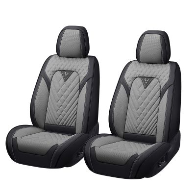 KSJH Car Seat Cover Fit 98% of BMW 2000-2025,Premium Nappa Leather Breathable Waterproof Sports Seat Cover,Easy to Install Automotive Seat Covers Front PairBlack & Gray