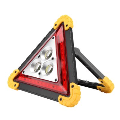 Multifunction Car Breakdown Emergency Safety Triangle Stop Sign with Red LED Warning Light High Visibility Compact Portable 2 Charging Modes for Option