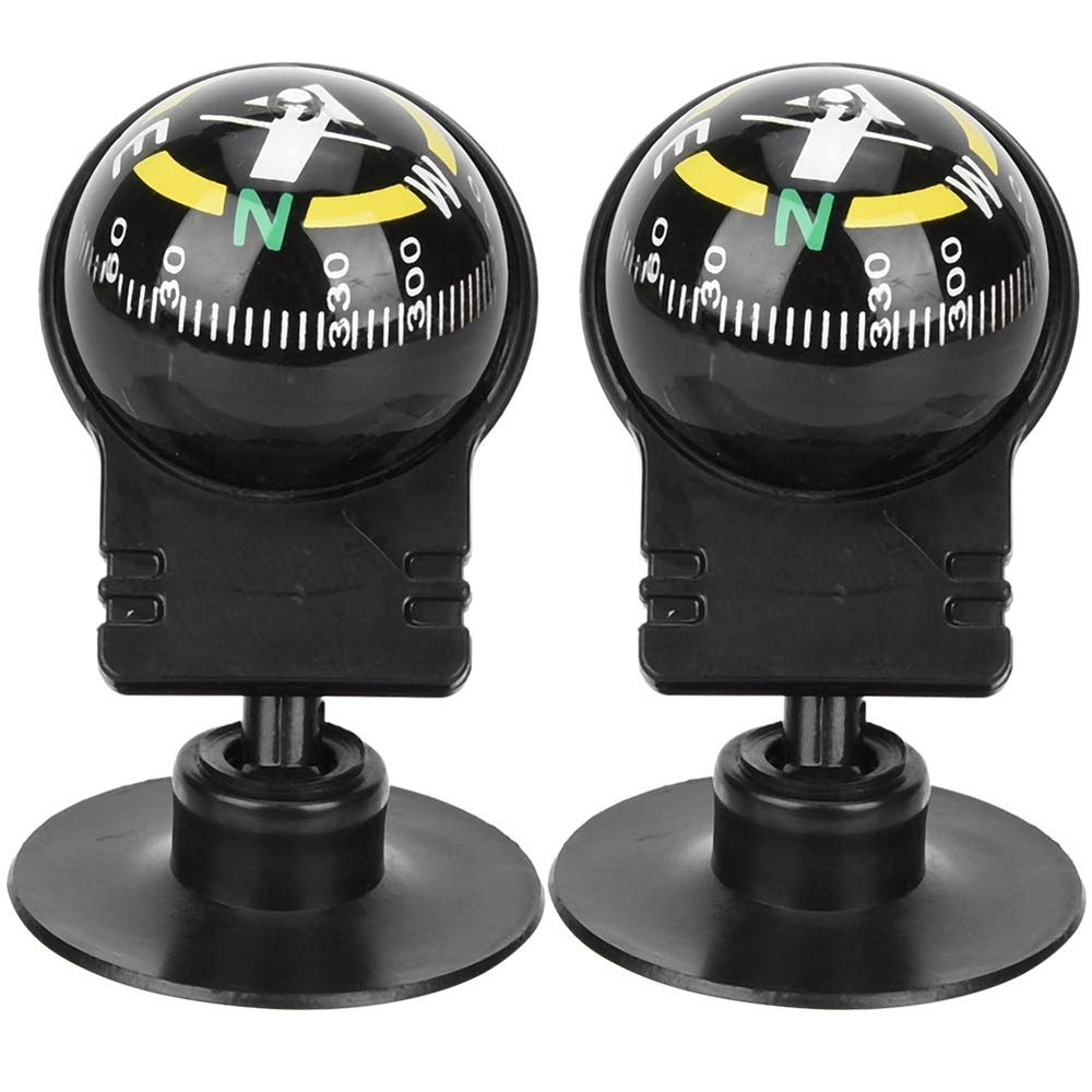 2PCS Car Guide Ball, LC282 Portable Automotive Compass with Suction Cup Lightweight Outdoor Navigation Tools for Hiking Camping Adventure