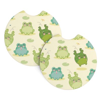 2 Pack Absorbent Car Coaster for Cup Holders, Frog Auto Accessories Car Cup Mat for Women & Men,2.7 Inch