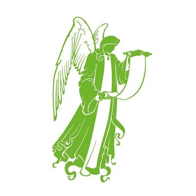 Dark Spark Decals Angel Messanger, Angelic Messanger with Scroll 4 inch Lime Indoor Outdoor Vinyl Decal