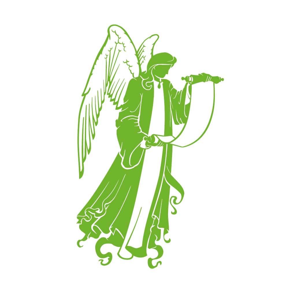 Dark Spark Decals Angel Messanger, Angelic Messanger with Scroll 4 inch Lime Indoor Outdoor Vinyl Decal