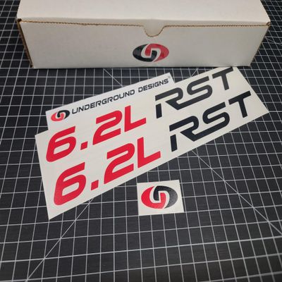 RST Hood Decals (2pk) Rally Sport Truck Stickers Fits 2019-2025 Silverado Tahoe Suburban (Gloss Black & Red, 6.2L)