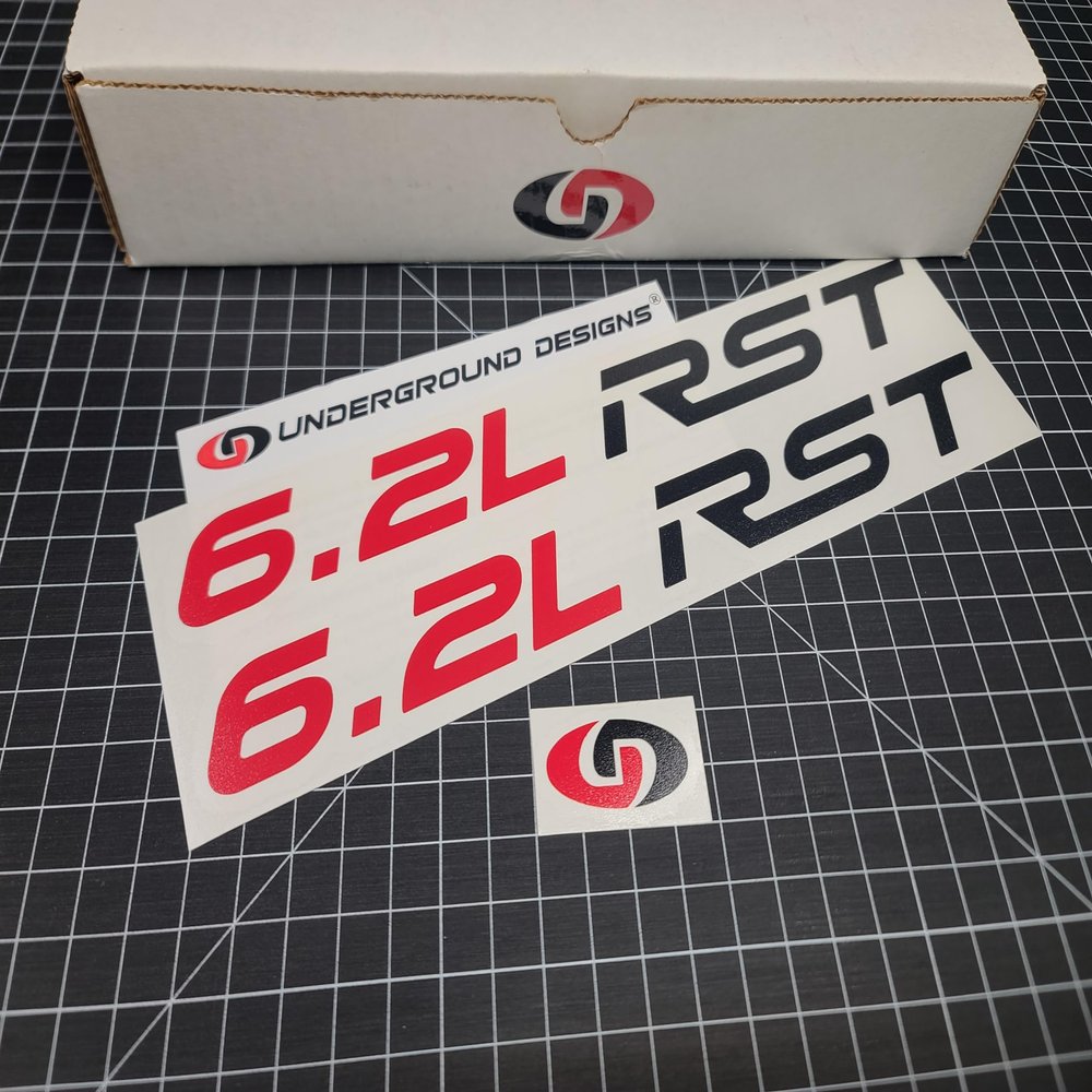 RST Hood Decals (2pk) Rally Sport Truck Stickers Fits 2019-2025 Silverado Tahoe Suburban (Gloss Black & Red, 6.2L)