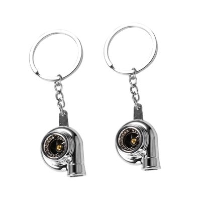 COSMEVIVI 2pcs Turbocharger Keychain Durable Silver Key Rings for Car Keys Bag Ornaments Unique Boyfriends and Graduates