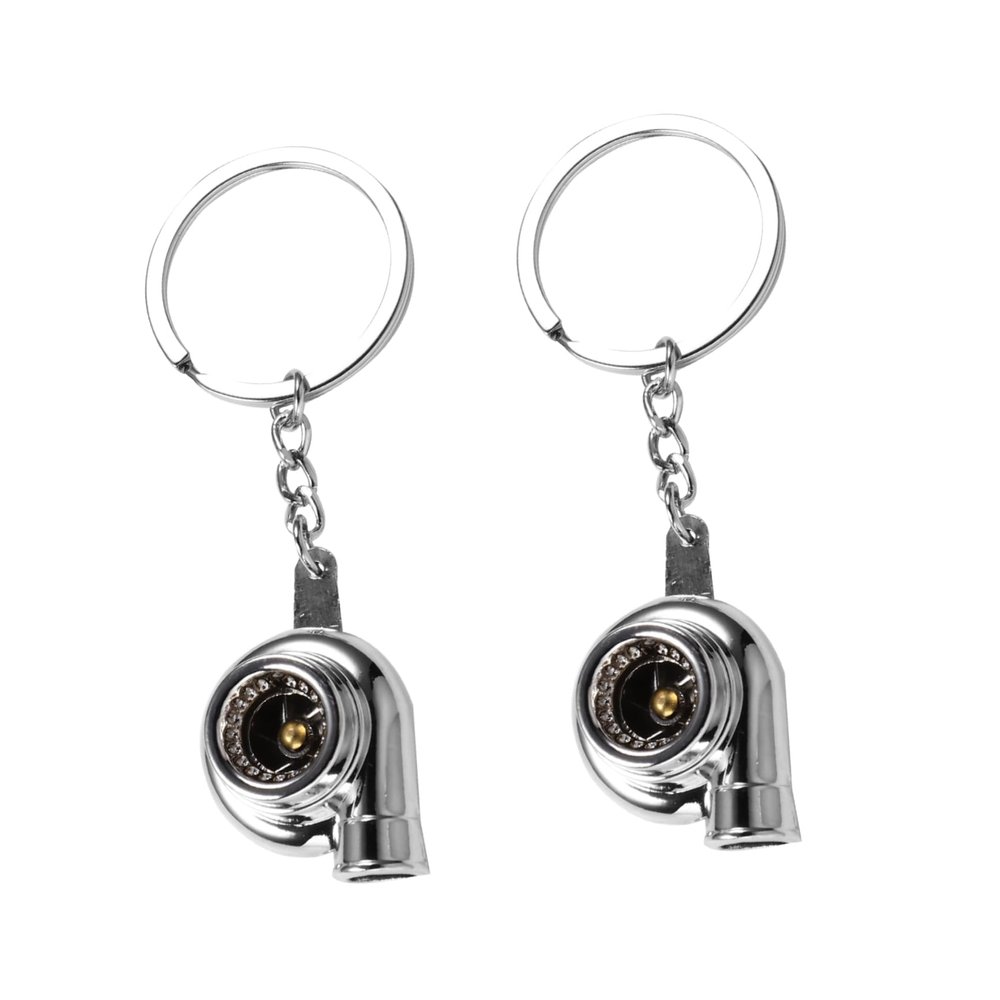 COSMEVIVI 2pcs Turbocharger Keychain Durable Silver Key Rings for Car Keys Bag Ornaments Unique Boyfriends and Graduates